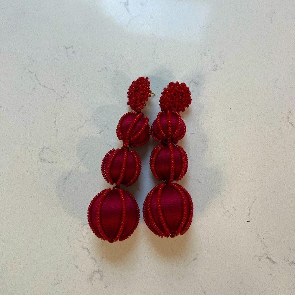 Statement Burgundy Beaded Earrings